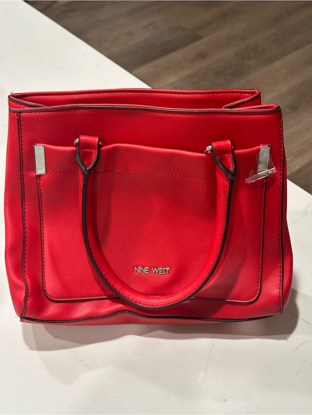 Nine West Bright Red Satchel with Double Handles
